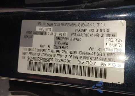 2015 Mazda Mazda3 I Sport z USA, uszkodzony, nr VIN 3MZBM1U72FM162807